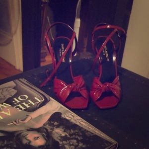 Yves Saint Laurent patent leather red sandles